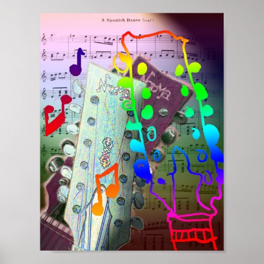 Poster voor gitaar & muziek (Voorkant)