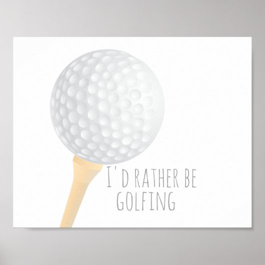 poster voor golfers, grijs en wit (Voorkant)