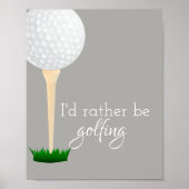 poster voor golfers, grijs en wit (Voorkant)