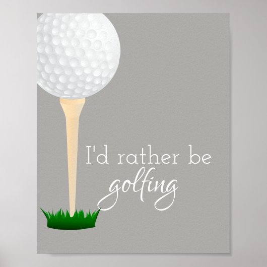 poster voor golfers, grijs en wit (Voorkant)