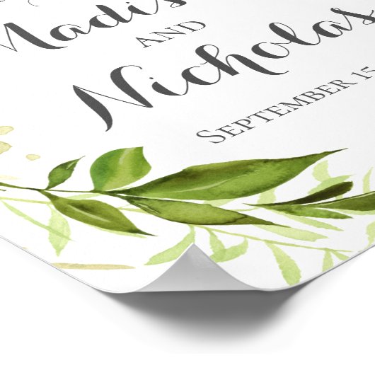 Poster voor groene bruiloft — Welkomstbord, Rustic (Hoek)