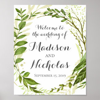 Poster voor groene bruiloft — Welkomstbord, Rustic