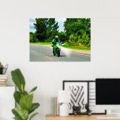 Poster voor groene motorrijtuigenwielrennen (Thuiskantoor)