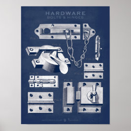  Poster voor hardware Bolts-Hinges Denim Dark