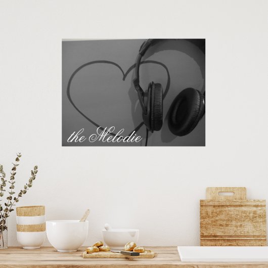 Poster voor hart en hoofdtelefoon (Keuken)