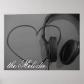 Poster voor hart en hoofdtelefoon (Voorkant)