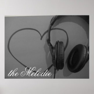 Poster voor hart en hoofdtelefoon