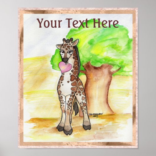 Poster voor hartgevoede Giraffe (Voorkant)