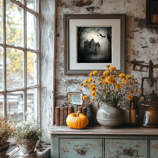 Poster voor haunted House - Halloween Spooky Print