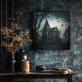 Poster voor haunted House - Halloween Spooky Print