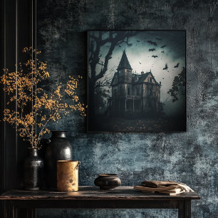 Poster voor haunted House - Halloween Spooky Print