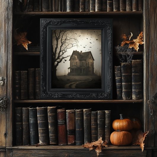 Poster voor haunted House - Halloween Spooky Print