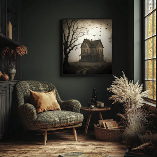 Poster voor haunted House - Halloween Spooky Print