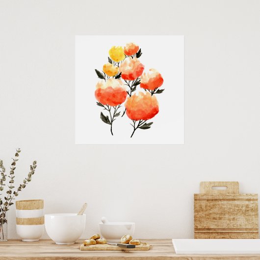 Poster voor heldere bloemen (Keuken)