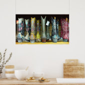 Poster voor het afdrukken van textielcowboylaarzen (Keuken)