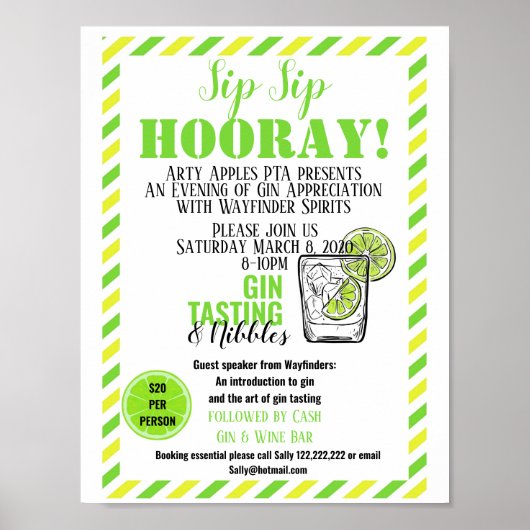 Poster voor het afspelen van spellen en tonic gin- (Voorkant)