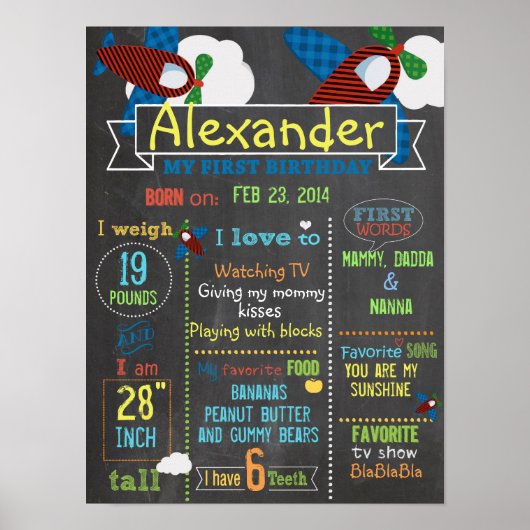 Poster voor het eerste verjaardagsgebaar bij de pa (Voorkant)