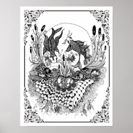 Poster voor het kleuren van de vis van mevrouw Dee