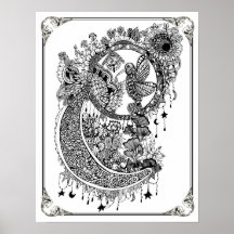 Poster voor het kleuren van "Mrs Dee's Hummingbird