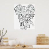 Poster voor het kleuren van volwassen olifanten (Keuken)