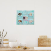 Poster voor het kuilen van zeehonden - Aqua Backgr (Keuken)