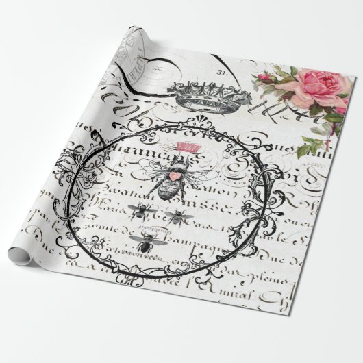 Poster voor het loskoppelen van koningin-bijenmeub cadeaupapier (Uitgerold)