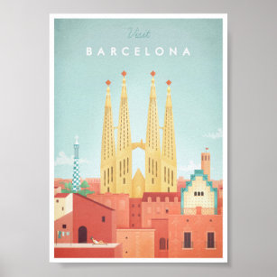 Poster voor het reizen naar Barcelona