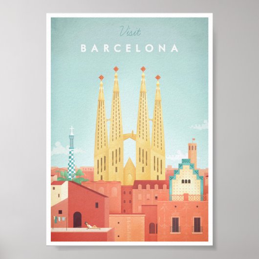 Poster voor het reizen naar Barcelona (Voorkant)