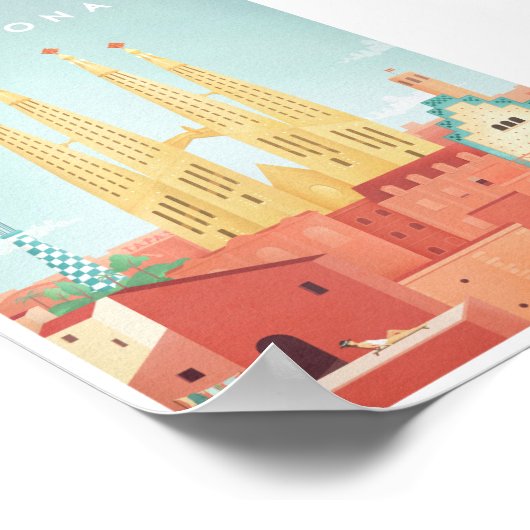 Poster voor het reizen naar Barcelona (Hoek)