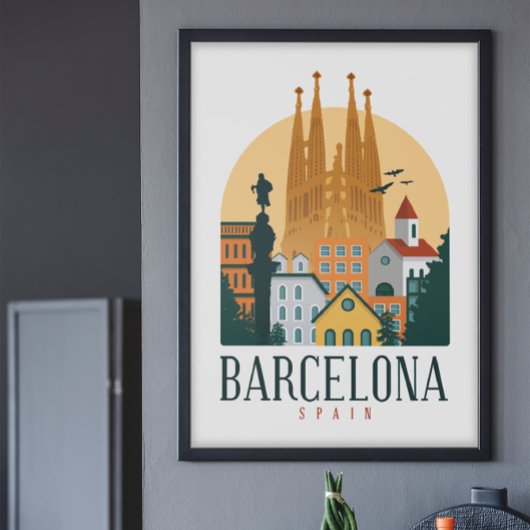 Poster voor het reizen naar Barcelona