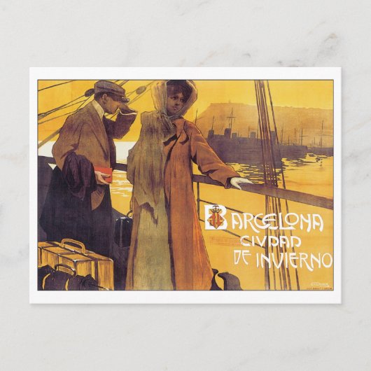 Poster voor het reizen naar Barcelona Briefkaart (Voorkant)