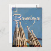 Poster voor het reizen naar Barcelona Briefkaart (Voorkant / Achterkant)