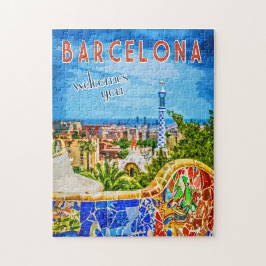 Poster voor het reizen naar Barcelona op zijn plaa Legpuzzel (Verticaal)