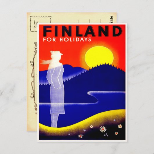 Poster voor het reizen naar Finland Briefkaart (Voorkant / Achterkant)