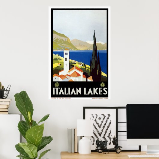 poster voor het reizen naar Italiaans meren (Thuiskantoor)