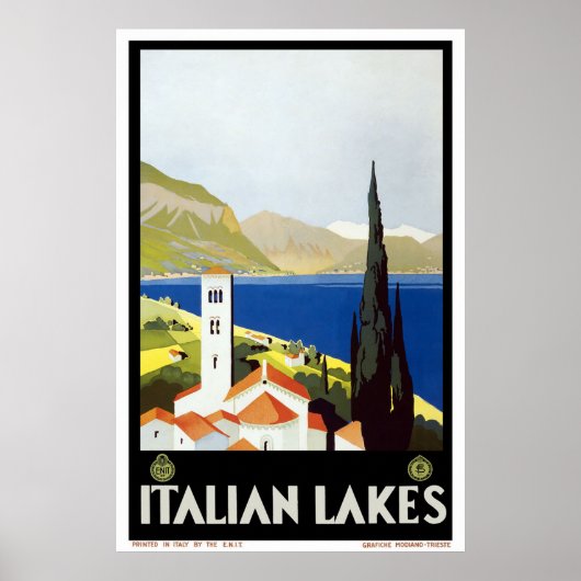 poster voor het reizen naar Italiaans meren (Voorkant)