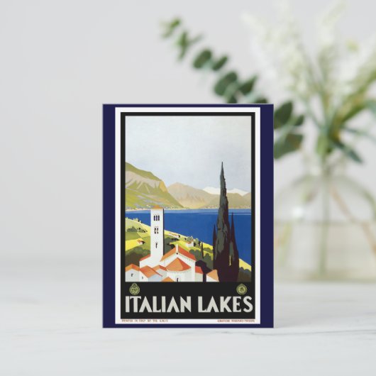 poster voor het reizen naar Italiaans meren Briefkaart (Staand voorkant)