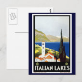 poster voor het reizen naar Italiaans meren Briefkaart (Voorkant / Achterkant)