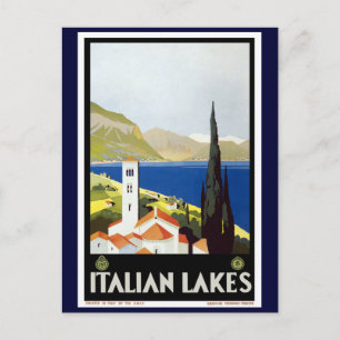 poster voor het reizen naar Italiaans meren Briefkaart