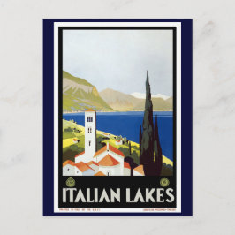 poster voor het reizen naar Italiaans meren Briefkaart