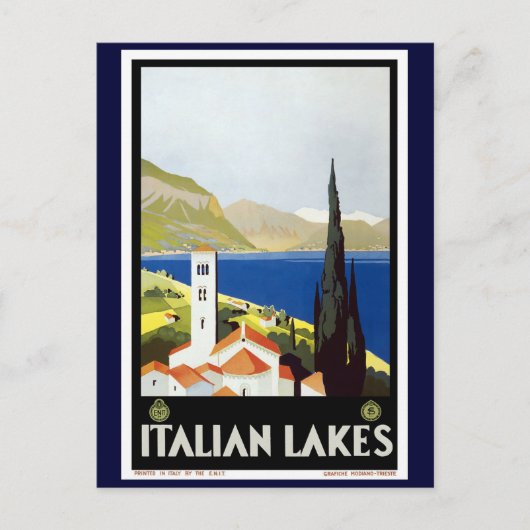 poster voor het reizen naar Italiaans meren Briefkaart (Voorkant)