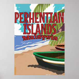 Poster voor het reizen naar Maleisisch eiland Perh