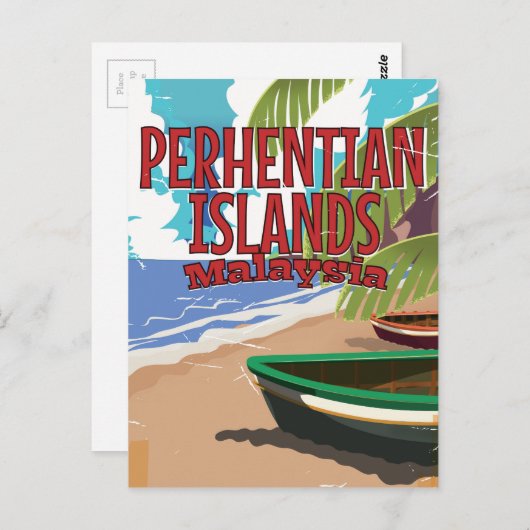 Poster voor het reizen naar Maleisisch eiland Perh Briefkaart (Voorkant / Achterkant)