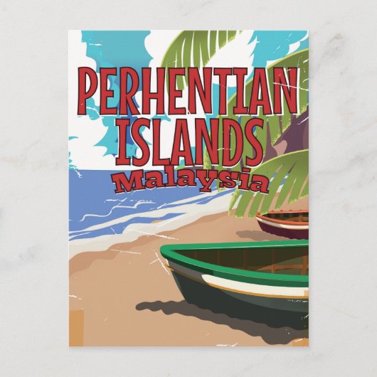 Poster voor het reizen naar Maleisisch eiland Perh Briefkaart (Voorkant)