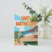 Poster voor het reizen van het eiland Saint Barthé Briefkaart (Staand voorkant)