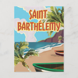 Poster voor het reizen van het eiland Saint Barthé Briefkaart