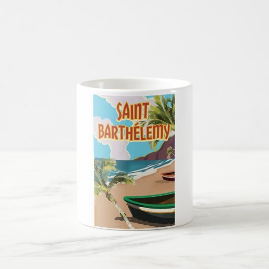 Poster voor het reizen van het eiland Saint Barthé Koffiemok (Center)