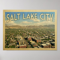 Poster voor het reizen van zout Lake City Vintage