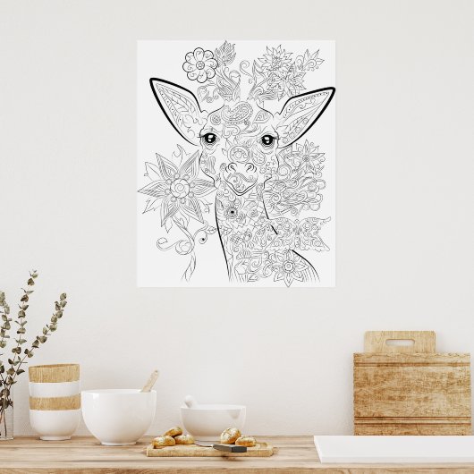 poster voor het tekenen van volwassen giraf (Keuken)