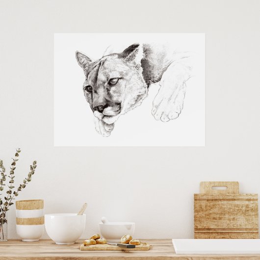 Poster voor het trekken van lenzen in bergen (Keuken)